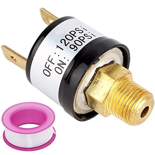 Youmile Hochleistungsluftkompressor 90-120 PSI Druckschalter, Automatischer Druckknopf, 12V / 24V, Wasserhahnband für Zug- / Drucklufthupe