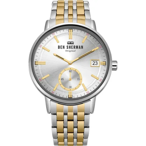 Ben Sherman WB071GSM Portobello 41mm Armbanduhr - Elegante Herren-Armbanduhr mit 3ATM Wasserdichtigkeit, Edelstahlarmband und grün leuchtendem Ziffernblatt – ideal für jeden Anlass.