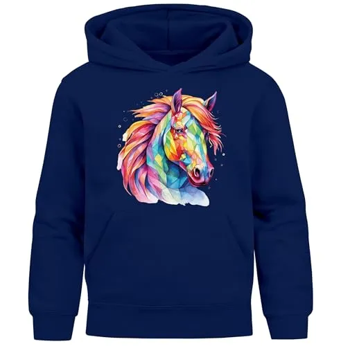 MoonWorks Kinder Hoodie mit Pferdekopf – Perfektes Geschenk für Reiterinnen - Stylischer und bequemer Kapuzenpullover für Pferde-Mädchen, ideal für Schule und Freizeit. Kuschelig warm und pflegeleicht – ein echtes Lieblingsstück in der Kindermode!