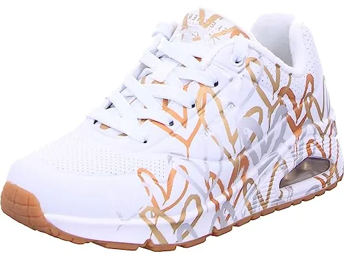 Skechers Damen UNO-METALLIC Love Sneakers, Weiß, 38 EU in weiß von Skechers