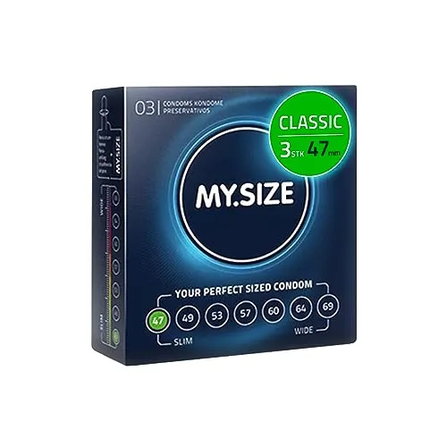 MY.SIZE Classic Kondome Größe 1 | 47 mm Breite | 3 Stück Probierpackung | extra dünn | gefühlsecht hauchzart | dünne 0,07 mm Wandstärke
