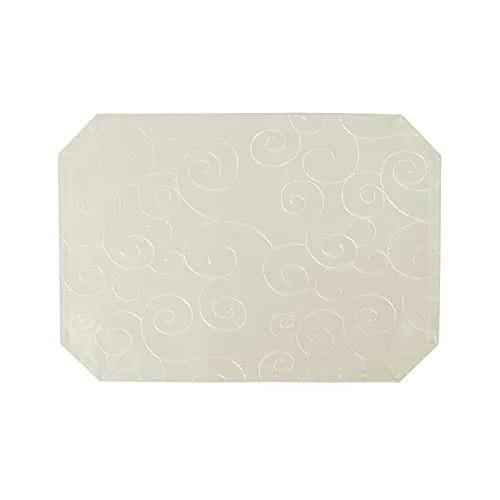 Haus und Deko Platzset 35 x 50 cm Champagner Tischset Struktur Damast Circle, bügelfrei fleckenabweisend Platzdeckchen, abwaschbar abwischbar Untersetzer Tischsets