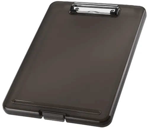 Helit Klemmbrett H2532009 the clip, A4, Kunststoff, m. Aufbewahrungsfach, grau transluzent