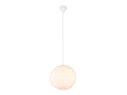 Reality Leuchten LED Pendelleuchte mit Dimmfunktion, Kugel-Lampe Ø35cm - Elegante LED Pendelleuchte im skandinavischen Stil mit einem einzigartigen Plüsch-Lampenschirm. Ideal für Esstische oder Wohnzimmer, individuell kürzbar und dimmbar für gemütliche Lichtakzente.