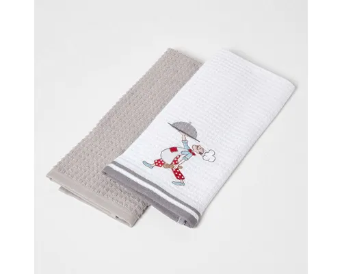 Homescapes Geschirrtuch 2er-Set Geschirrtücher Waffelpiqué mit Koch-Motiv, 100% Baumwolle