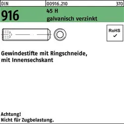 Reyher Gewindestift DIN 916 M 8 x 45 mit Ringschneide - Hochwertiger Gewindestift mit galvanisch verzinkter Oberfläche, ideal für zuverlässige Befestigungen. Perfekt für den professionellen Einsatz in der Industrie.