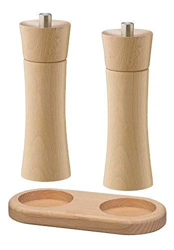 Zassenhaus Salz- und Pfeffermühle Frankfurt 18 cm mit Untersetzer aus Holz Natur