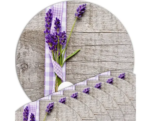 matches21 HOME & HOBBY Platzset Abwaschbare Tischsets 8er Set Lavendel Holz-Optik rund, (8-St), Platzsets als Tisch-Untersetzer und Tisch-Deko für Esstisch Teller