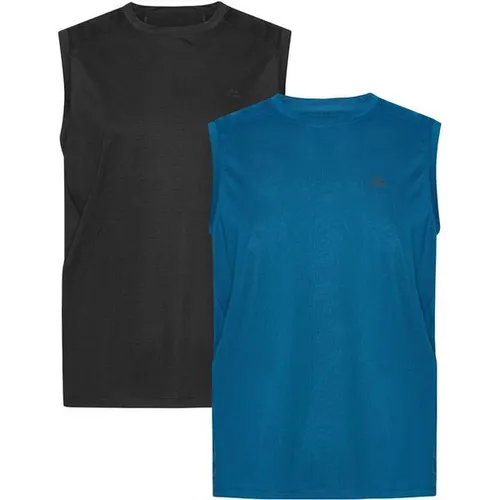 SUSTAIN SPORT TANK TOP - 2-Pack - Schwarz | Blau - L - Nachhaltige Fitness Tank Tops für Herren aus recycelten Materialien. Mit atmungsaktiven Mesh-Seiten und hohem Tragekomfort für optimale Bewegungsfreiheit beim Sport.