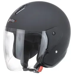 Redbike RB-915 Jethelm, schwarz, Größe M - Motorradhelm aus robustem ABS, kratzfestes Visier und komfortables Textilfutter für optimalen Fahrspaß und Sicherheit.