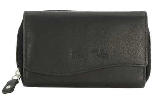 Money Maker Damen Leder Geldbörse mit RFID-Schutz - Damen-Geldbörse aus echtem Leder, ausgestattet mit RFID-Schutz für maximalen Datenschutz. Praktische Fächeranordnung für bis zu 12 Karten und viel Platz für Münzen und Geldscheine.