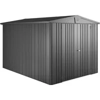 Biohort Metall-Gerätehaus Europa Dunkelgrau-Metallic 6,8 m² - Gartenhäuser: Robustes Metall-Gerätehaus mit 6,8 m², ideal für die sichere Aufbewahrung von Gartenmöbeln und Geräten. Wetterfest und korrosionsgeschützt, bietet es optimalen Schutz.