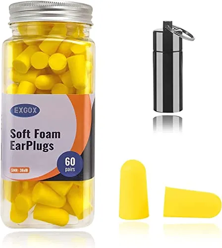 EXGOX Super weiche Schaumstoff-Ohrstöpsel,38dB höchster SNR, 60 Paar,Einheitsgröße,passt praktisch jedem Träger,bequem zum Schlafen,Schnarchen,Lernen,Reisen, Konzerte,laute Geräusche