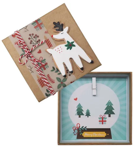 ZauberDeko Geschenkbox Geldgeschenk Weihnacht MIT NAME Natur Rentier Mistelzweig Schneekugel