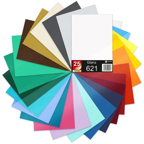 25er Set DIN A4 Bögen Bunt 30x21cm ORACAL 621 Glanz Folie Auto Plotter