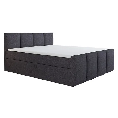 Boxspringbett ECOS 120 x 200 mit 2 Bettkästen und Topper - Dunkelgrau - Stylisches Boxspringbett mit Bonellfederkernmatratze und praktischem Bettkasten. Ideal für jeden Raum – bequem und pflegeleicht.
