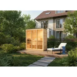 FinnTherm Gartensauna Kuuma M – Naturbelassen, 199x111cm für bis zu 3 Personen