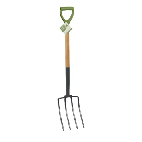 Kinzo Heugabel mit 4 Zinken – Robuste Gartengabel für Gemüsebeet und Kompost - Stabile Heugabel mit 4 starken Zinken für müheloses Auflockern und Belüften von Böden; ideal für Gartenarbeiten und Kompostpflege, ausgestattet mit einem ergonomischen Holzstiel für optimalen Halt.