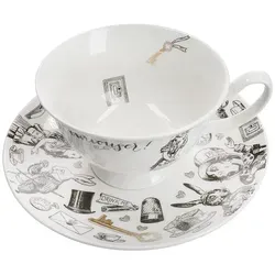 Mikasa Kaffeetasse ''Alice In Wonderland'' in Weiß/ Schwarz - 210 ml