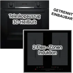 BOSCH Backofen-Set EcoClean Teleskop + Wolkenstein Induktionskochfeld 60cm