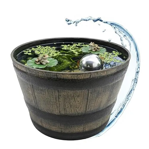 Kunststoff Blumenkübel in Eichenfass Optik braun