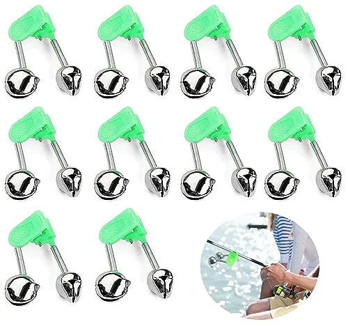 BOBOZHONG Fishing Aal Glocke Klemm,10 Stück Angeln Alarm,Dual Glocken AngelnZubehör,Glocke Nacht Angeln,Bissanzeiger,Aalglocke für Outdoor Angeln