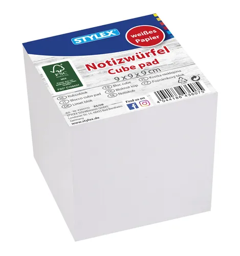 Notizwürfel / 90 X 90 X 80 mm / mit 850 lose Notizzettel von STYLEX
