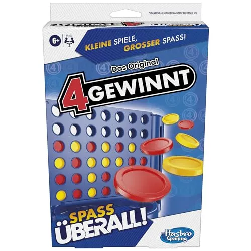Gewinnt, kompaktes und tragbares Spiel für 2 Spieler, das Original in der praktischen Version für unterwegs, kleines Geschenk zu für Kinder und Erwachsene 4