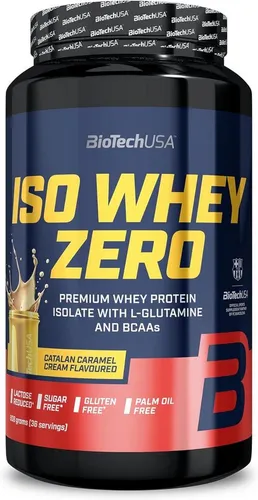 BioTechUSA Iso Whey Zero | Premium Whey Protein Isolate | Katalanische Karamellcreme - Molkenprotein aus der Milch von grasgefütterten Kühen, zucker- und glutenfrei. Ideal für Muskelwachstum und schnelle Erholung dank hochmodernem Filtrationsverfahren.