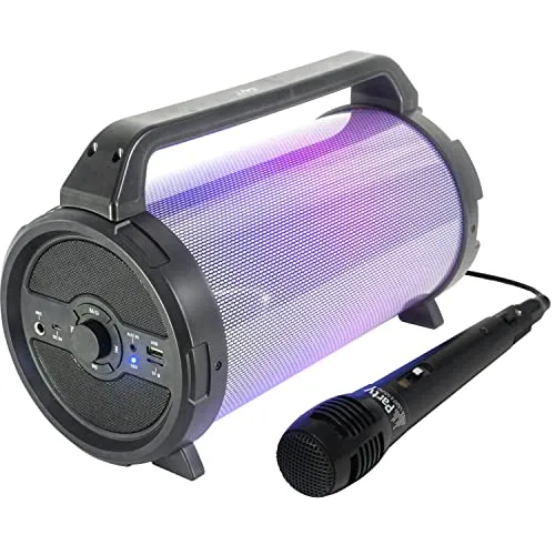 PARTY PARTY-TUBELED35 SOUNDBOX mit USB SD Bluetooth Mikrofon LED Beleuchtung Karaoke Disco Akku