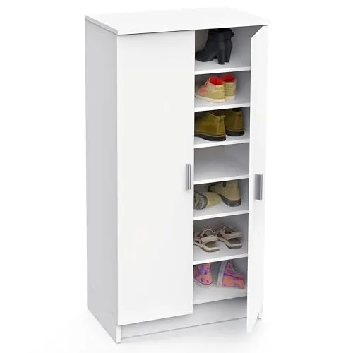 habeig Schuhschrank aus Holz - Moderner Flurschrank - Schuhschrank aus Holz mit 2 Türen und 7 Regalfächern, ideal für mindestens 14 Paar Schuhe. Maße: 54x108x35 cm, inklusive einfacher Aufbauanleitung.