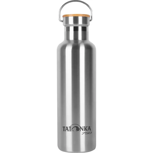 Hot + Cold Stuff Bamboo Lid 750 - Thermoflasche von Tatonka - Outdoor Flaschen, doppelwandige Edelstahl-Isolierflasche für warme und kalte Getränke, mit nachhaltigem Bambusdeckel und BPA-freier Silikondichtung, ideal für Camping und Wandern.