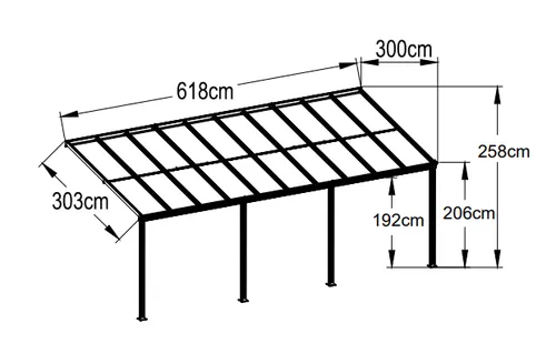 Terrassendach Veranda, 618 x 303 cm