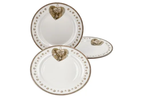 MamboCat Frühstücksteller 4er Set Country Heart in braun von MamboCat