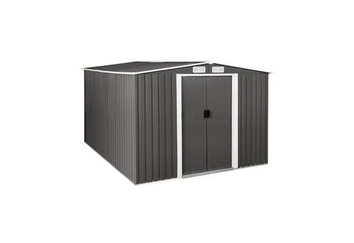 Uniprodo Geräteschuppen - 313 x 179 x 258 cm - Gartenhäuser - Wetterfester Geräteschuppen aus verzinktem Stahl mit optimaler Belüftung und sicherem Zugang. Ideal für die Aufbewahrung von Gartengeräten, Möbeln und Fahrrädern.