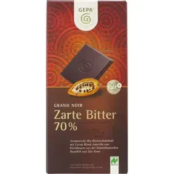 GEPA Bio Grand Noir Zartbitter 70% Cacao - 5er Pack - Schokolade mit Fair Cocoa Blend AMARIBE, ohne Emulgatoren und umweltfreundlicher, aluminiumfreier Verpackung, ideal für Schokoladenliebhaber.