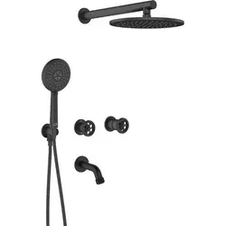 Design Unterputz-Badewannenarmatur Schwarz mit Duschset
