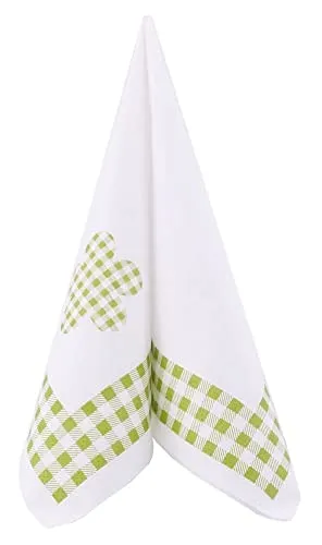 APARTina Tissue Serviette 100 Stück Servietten grün weiß kariert 33x33 cm Tissue - Landhaus Design, Hüttengaudi, Tisch Deko 3-lagige Papierservietten Kleeblatt (Grün)