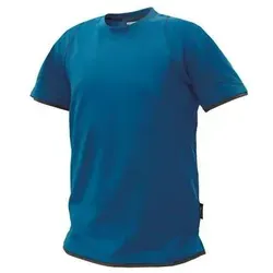 DASSY® Kinetic T-Shirt 3XL - Azurblau/Anthrazitgrau - Hochwertiges DASSY® Kinetic T-Shirt in Azurblau/Anthrazitgrau, ideal für den professionellen Einsatz. Komfortabel mit Baumwolle und Elasthan, verstärktem Rundhalsausschnitt und seitlichen Schlitzen.
