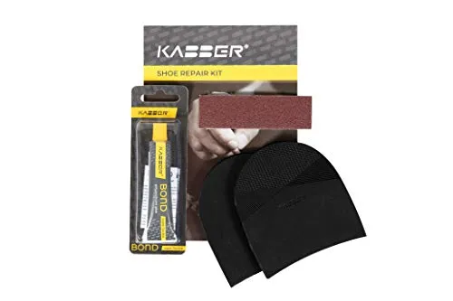 Kabber DIY Absätze zum Ankleben für Herren | Klassisches Schuhreparaturset Fersenersatz für Herrenschuhe | 1 Paar Anti-Rutsch-Absätze zum Aufkleben | In Europa Hergestellt