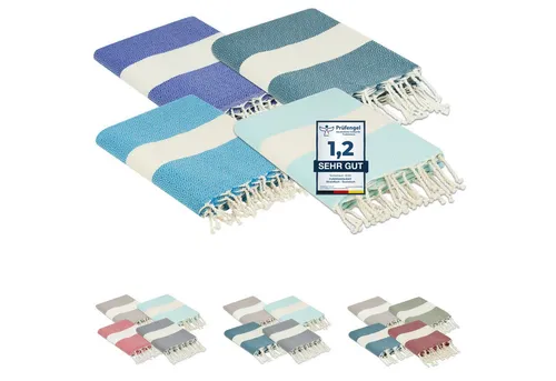 furora HOLIDAY Strandtuch groß 100x200 cm – vielseitiges Hamamtuch - Vielseitiges Strandtuch aus 100% recycelter Baumwolle, ideal für Strand, Sauna oder Yoga. Kompakt und leicht, perfekt für unterwegs und vielseitig einsetzbar. Unterstützt traditionelle Handwerkskunst.