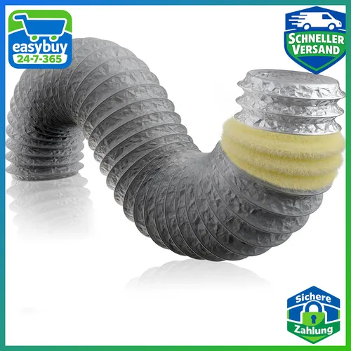 Abluftschlauch 200mm Schallgedämmt Alurohr PVC Lüftungsschlauch 1m für Belüftung