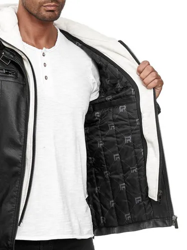 RedBridge Lederimitatjacke Kunstleder Bikerjacke mit Sweat-Kapuze Two in One hochwertig, robust