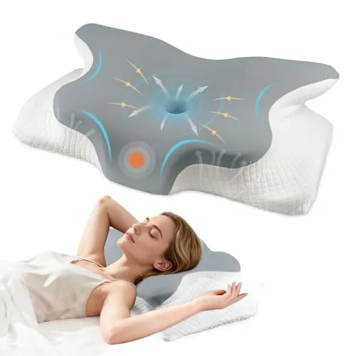 Aischens Memory Foam Kissen für Alle Schläfer, Nackenstützkissen | Ergonomisches Nackenkissen Kopfkissen, Orthopädisches Kissen, Seitenschläferkissen für Seiten, Rücken & Bauchschläfer
