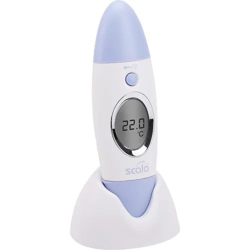 Scala Fieberthermometer SC 53, Kontakt-Messung mit Fieberalarm - Fieberthermometer für Kontaktmessung, misst in nur 2 Sekunden mit Fieberalarm und Messwertspeicher. Ideal für die ganze Familie, inklusive Batterien und Ständer.