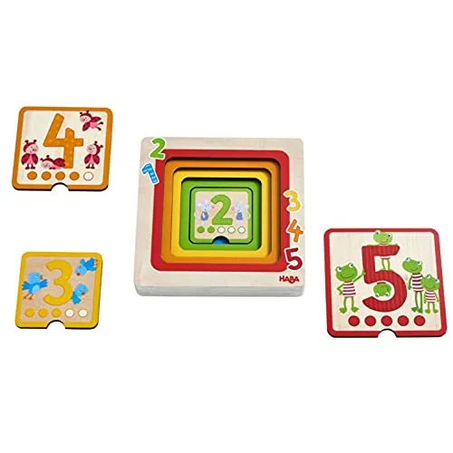HABA 305529 - Holzpuzzle Zahlenfreunde, Holzpuzzle ab 1 Jahr, bunt