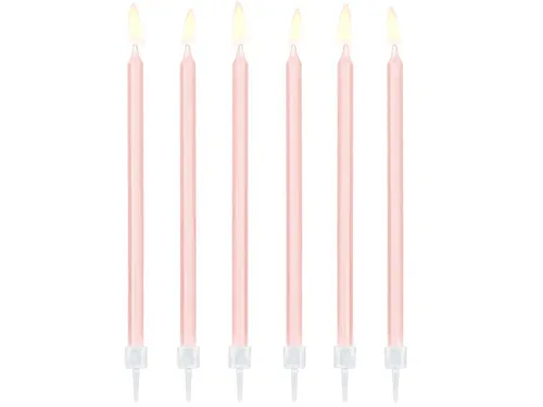 partydeco Geburtstagskerze, Geburtstagskerzen mit Halter 12.5cm hellrosa 12er Set