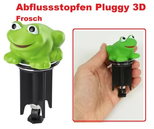 WENKO 21449500 Waschbeckenstöpsel Pluggy 3D Frosch  Abfluss-Stopfen,