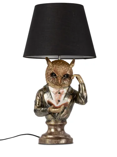 Dekorative Tischlampe Eule mit Anzug und Brille von formano