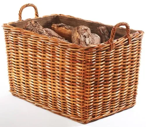 Kobolo Kaminholzkorb aus Rattan mit abnehmbarem Leinenstoff von Kobolo